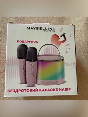 Maybelline Pink Dual Wireless Microphones with Rainbow LED Speaker